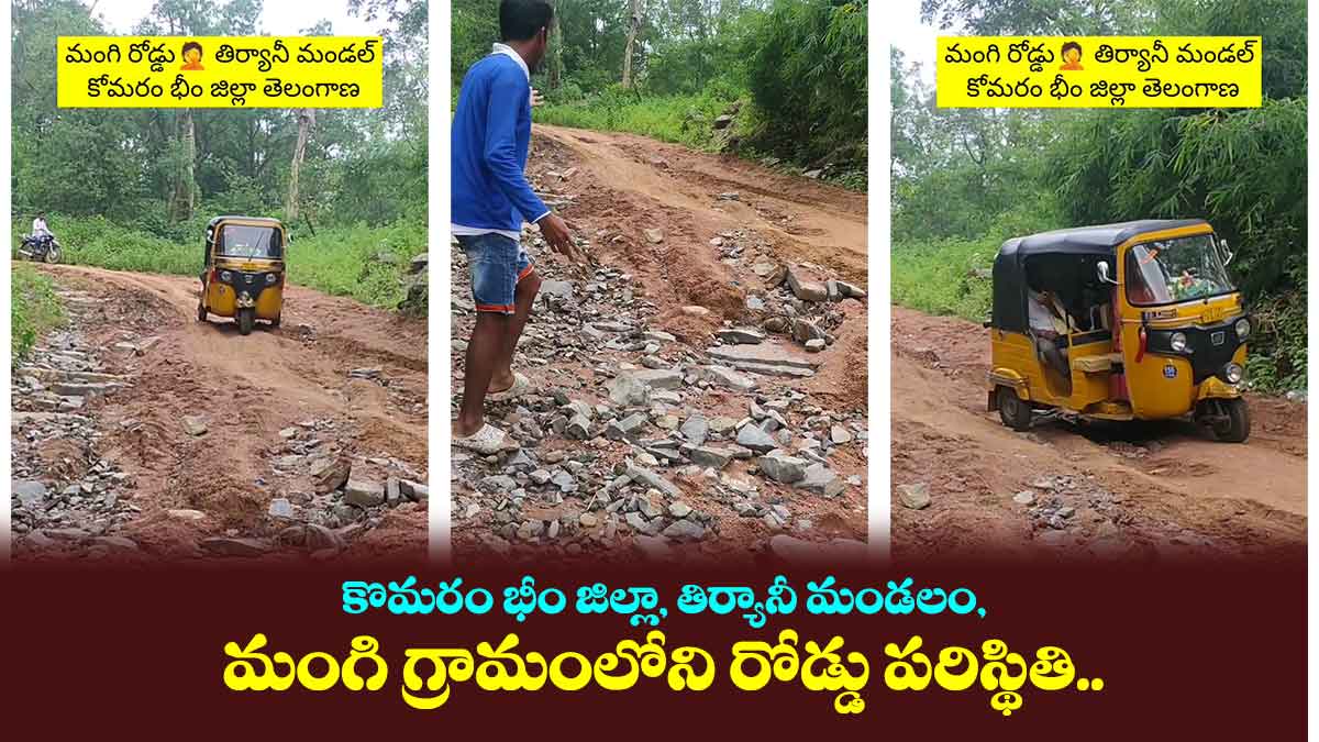 కొమరం భీం జిల్లా, తిర్యానీ మండలం, మంగి గ్రామంలోని రోడ్డు పరిస్థితి.. 5 కొమరం భీం జిల్లా, తిర్యానీ మండలం, మంగి గ్రామంలోని రోడ్డు పరిస్థితి..